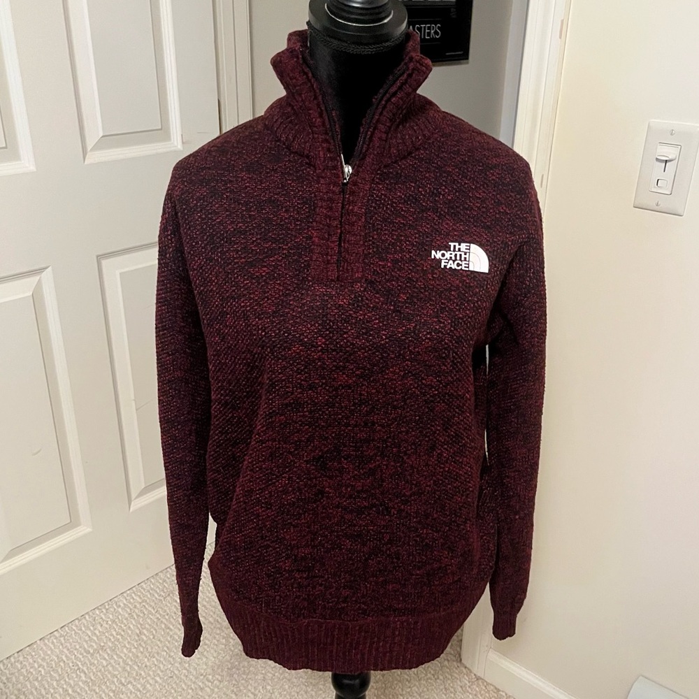 The North Face burgundy zip up sweater